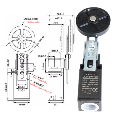 Silver Contacts Elevator Electrical Limit Travel Switch with Big Plastic Wheel Contact Parts for Elevators